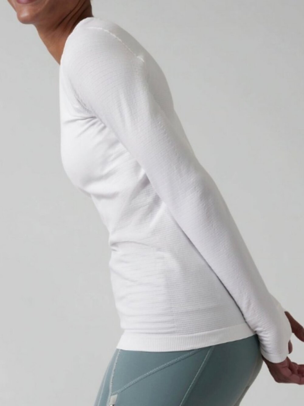Athleta Flurry Blizzard Rib Long Sleeve Shirt White/Cream Size XL NWOT - Picture 2 of 8